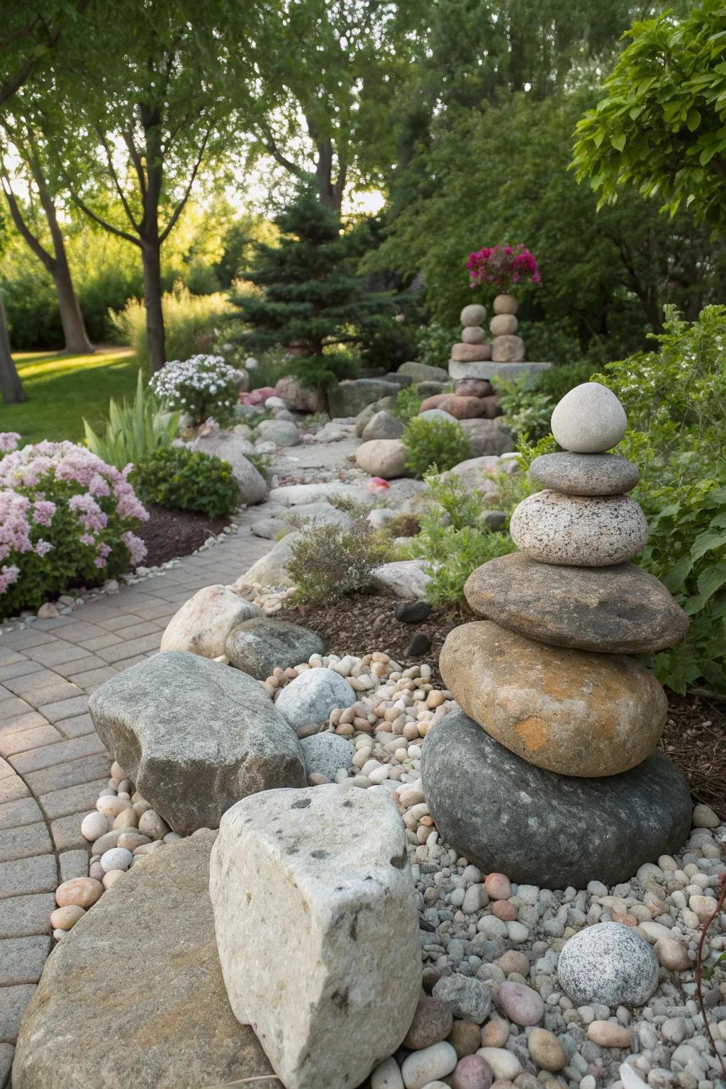 A mix of decorative rocks and pebbles for visual interest.