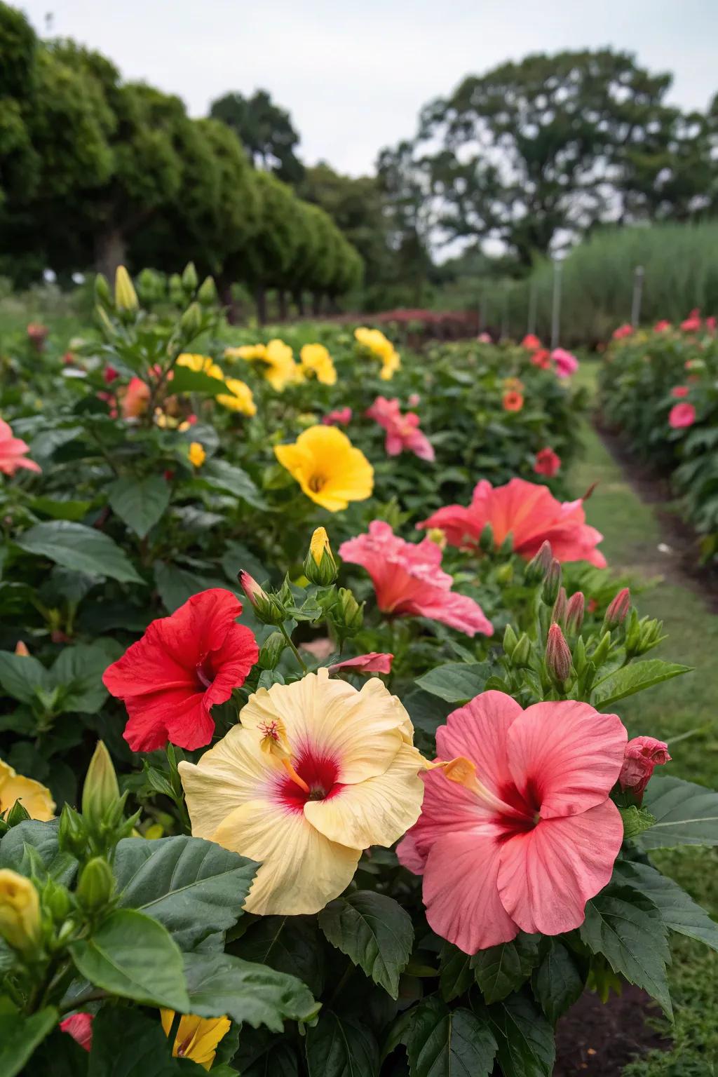 Hibiscus flowers add vibrant color to your tropical paradise.