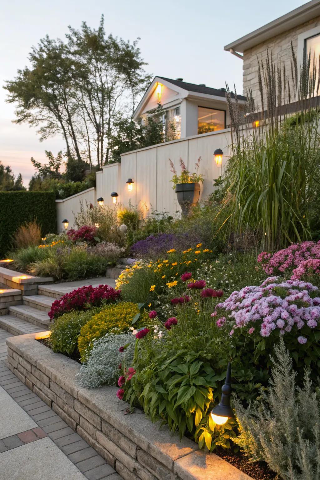 Layered heights add visual interest and depth to any flower bed.