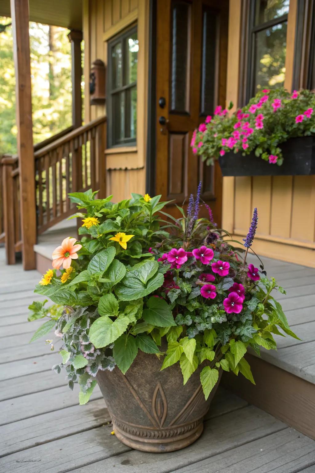 Brighten any space with colorful plant combinations.