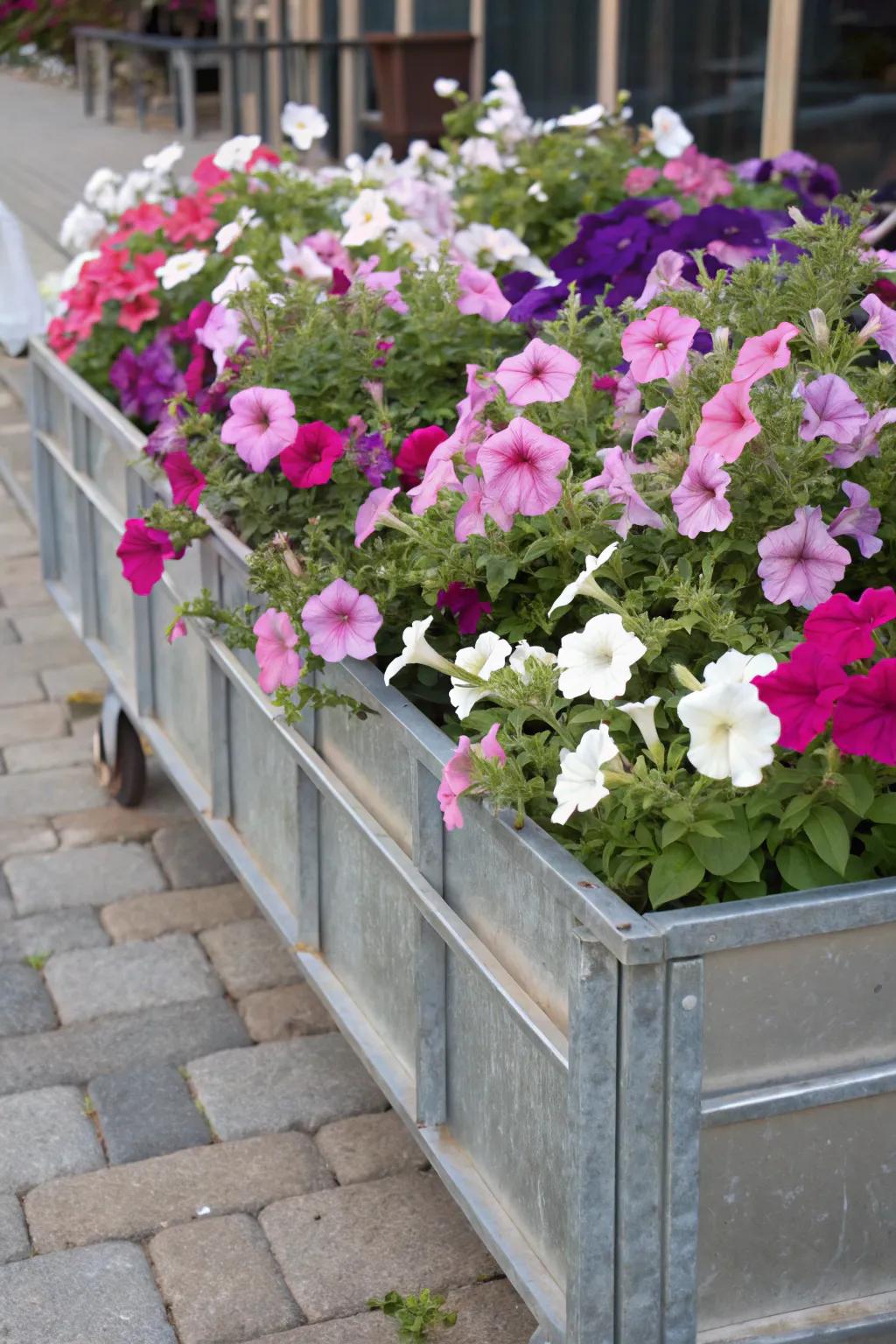 Petunias add a dreamy touch to raised beds.