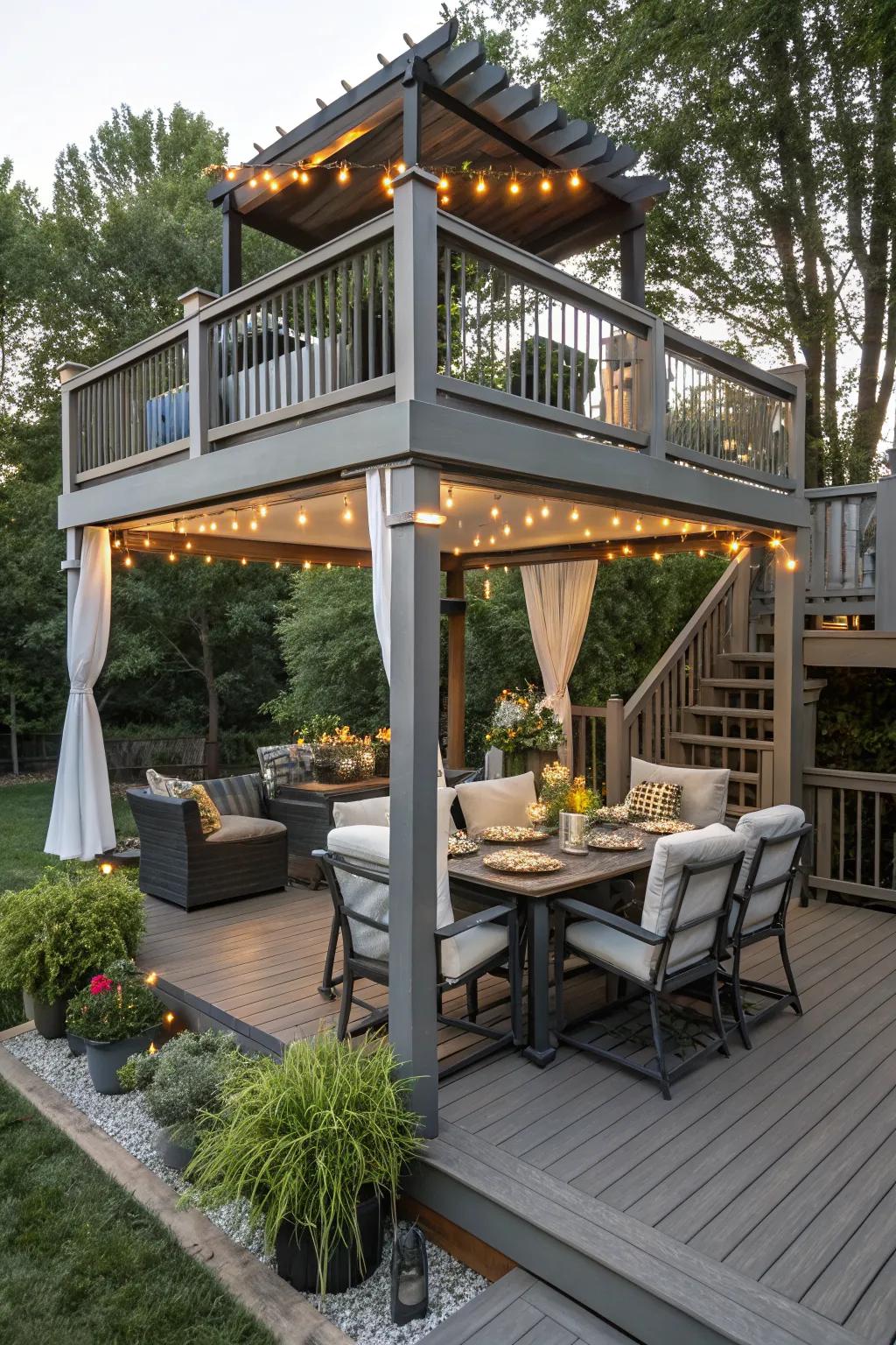 Elevate your style with a multi-level deck design.