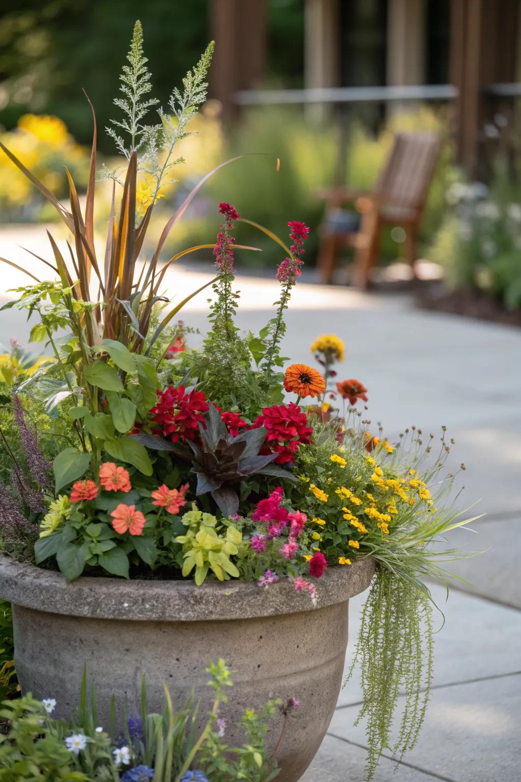 A vibrant mix of colors and textures in a single pot