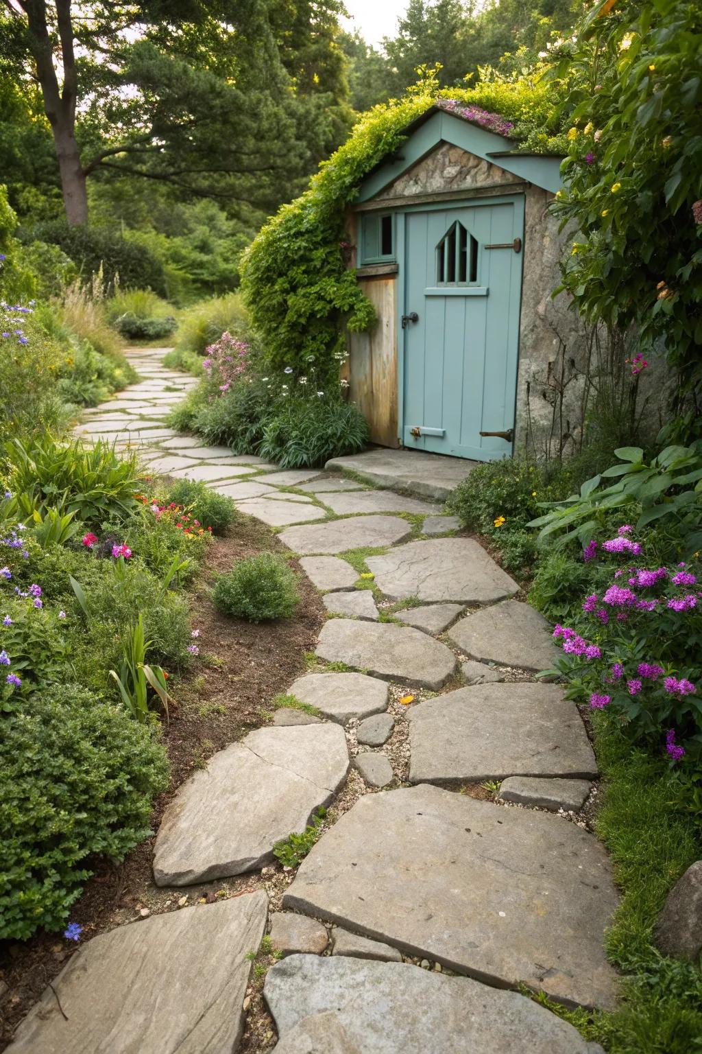 Embrace nature with a serene stone pathway.