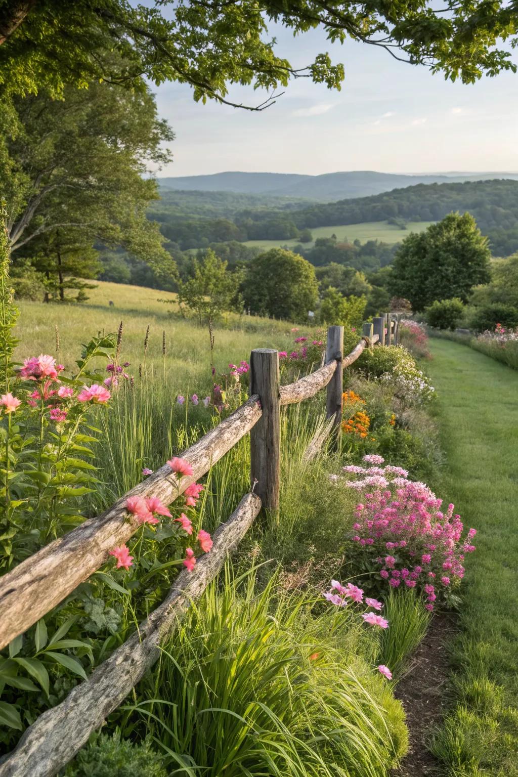 Embrace rustic simplicity with a charming split rail fence.