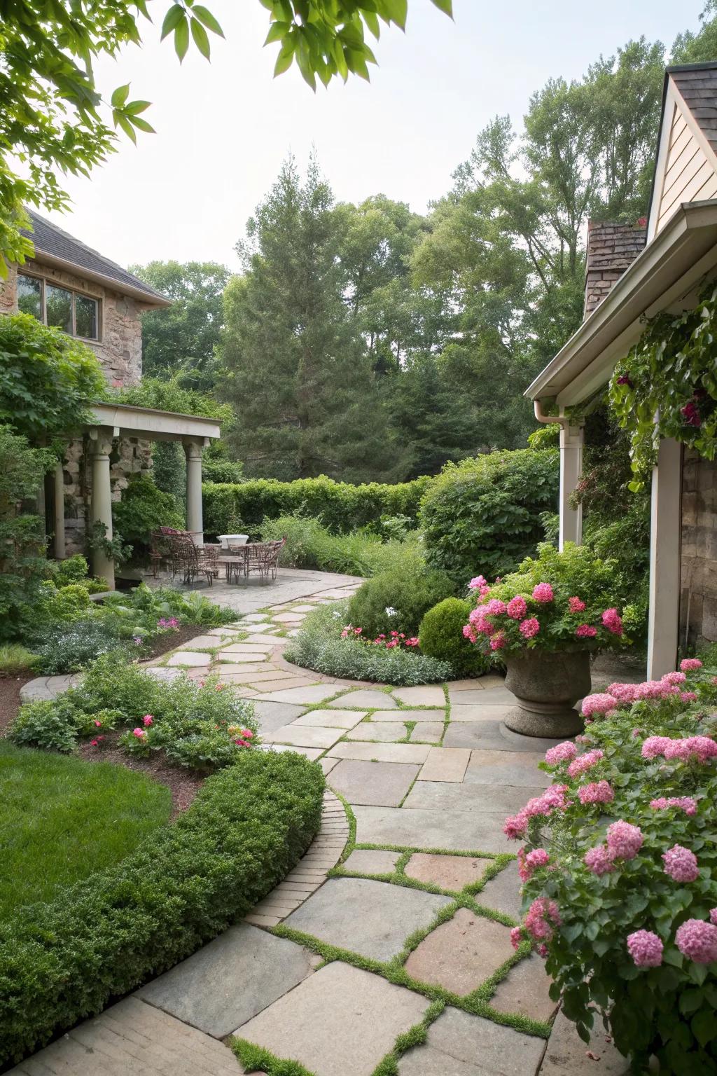 Guide your guests with charming stone and paver paths.