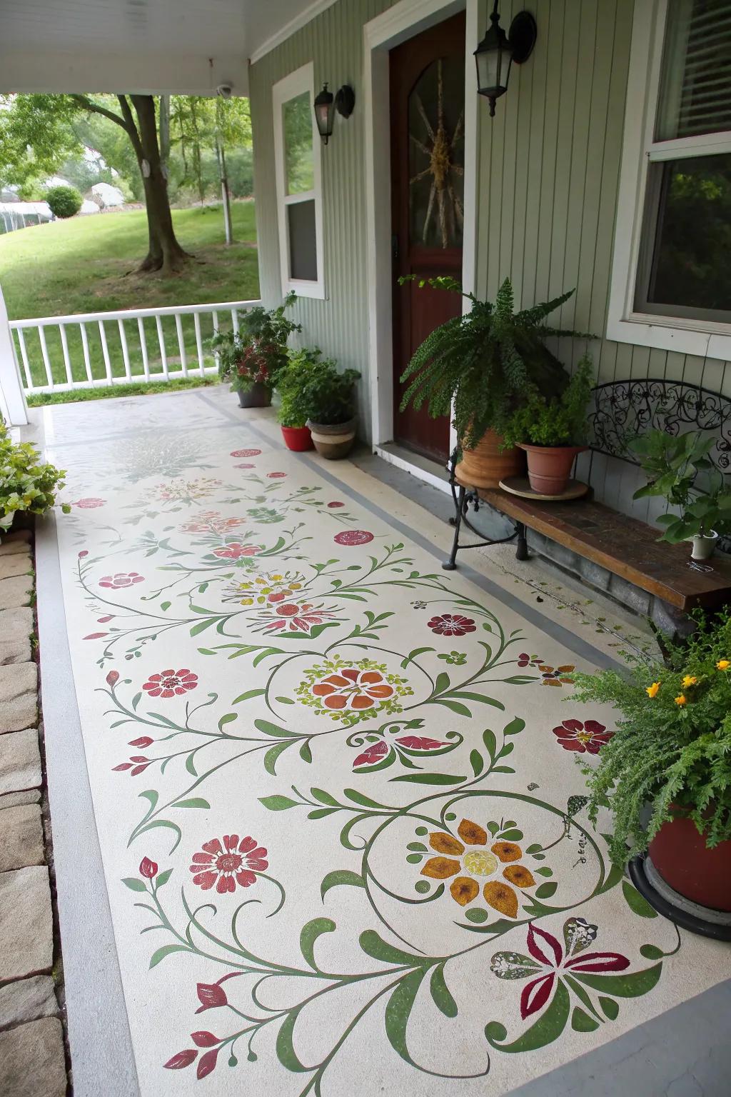 Stenciled motifs can add intricate beauty to your porch.