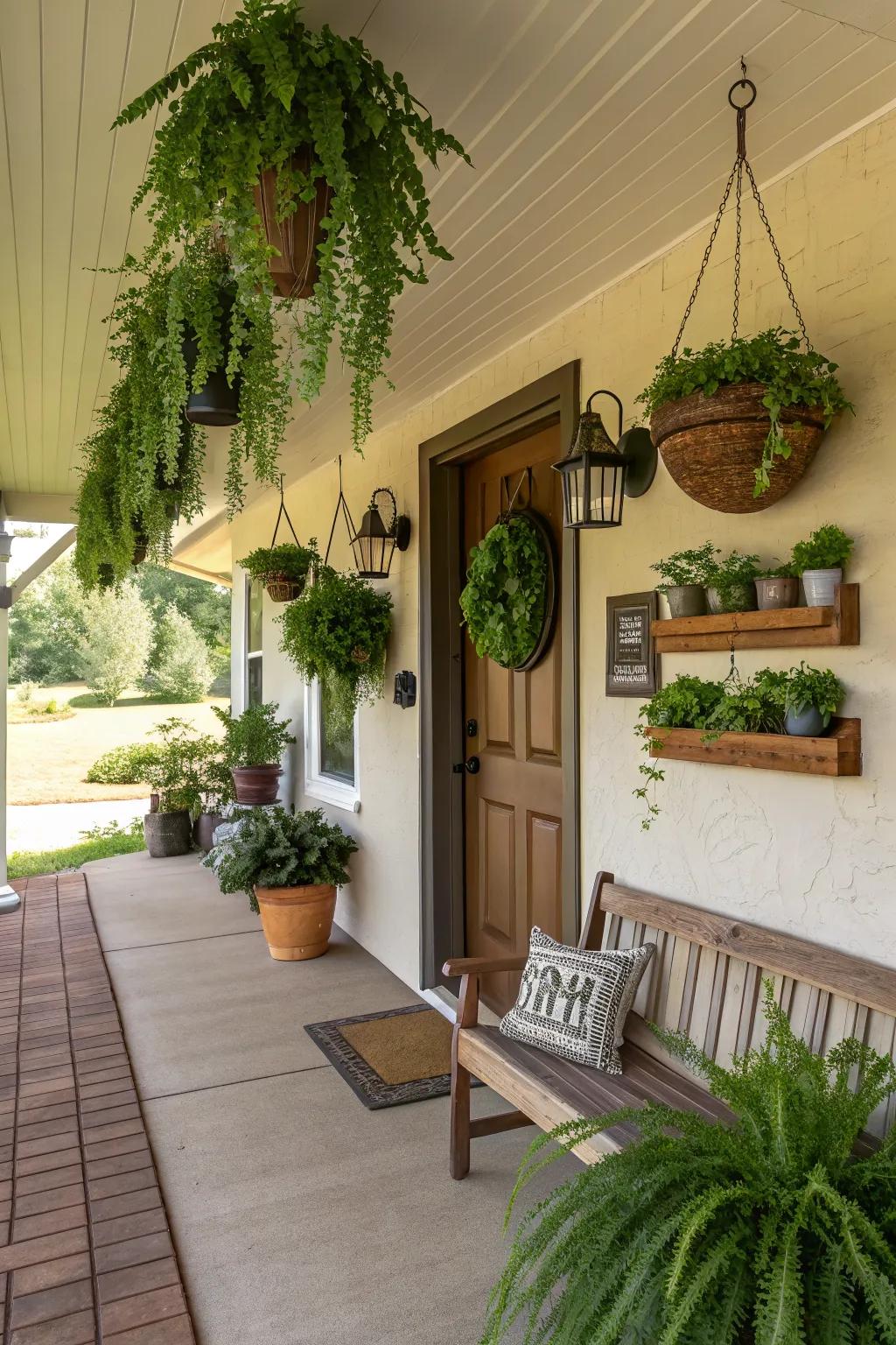 Vertical decor adds charm without taking up precious floor space.