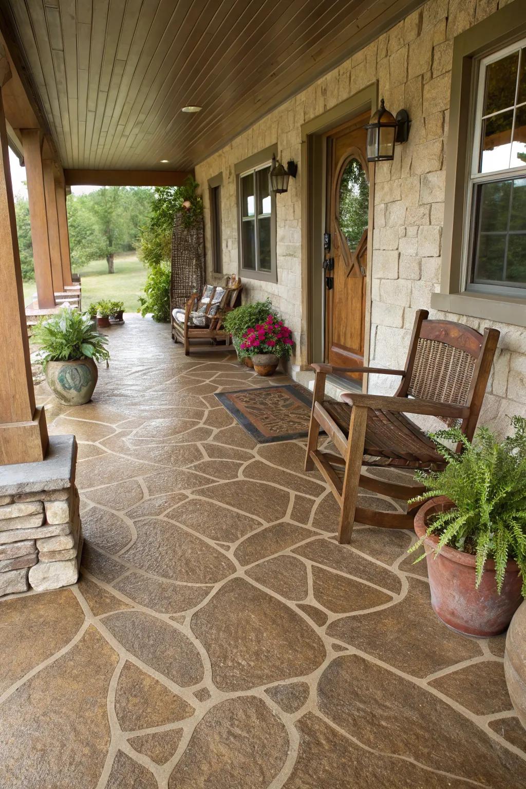 Stone-like epoxy offers a natural and earthy appeal.