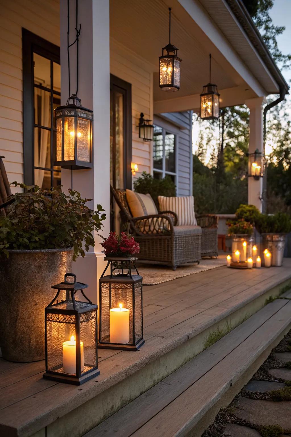 Lanterns casting an enchanting glow perfect for Halloween nights.