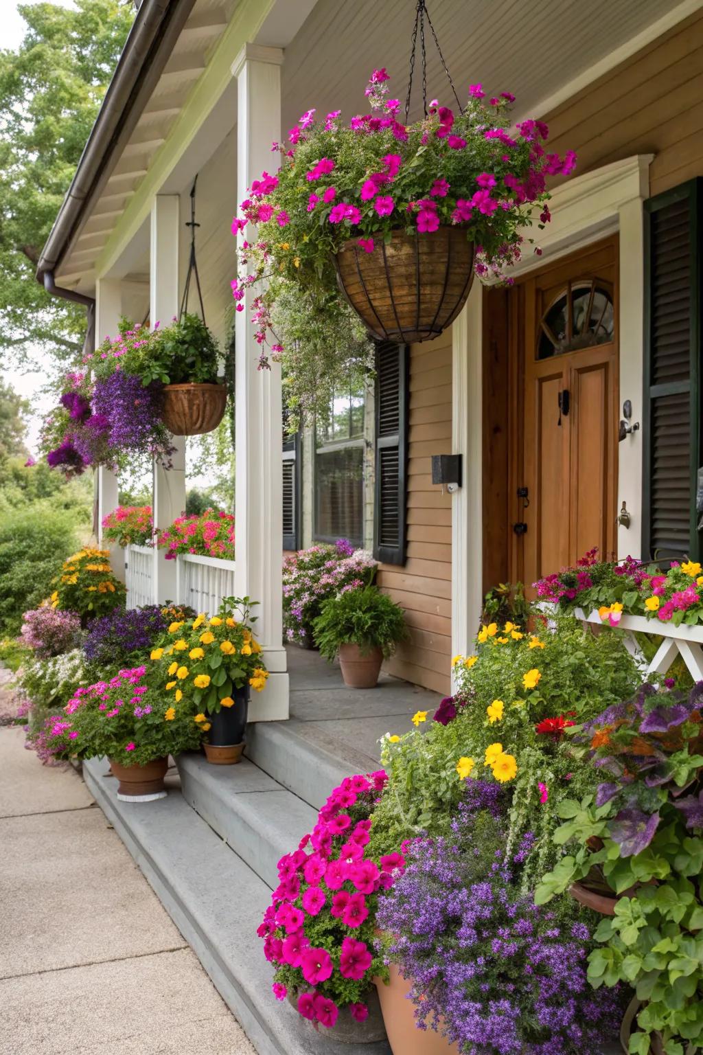 Bring life to your porch with vibrant greenery.
