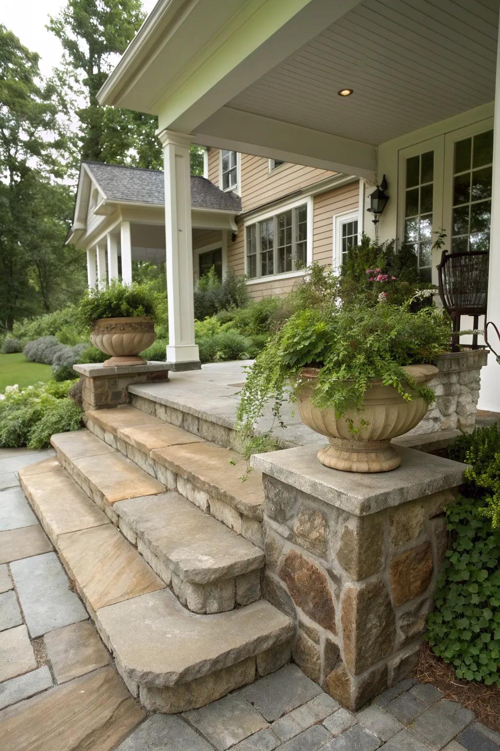 Natural stone steps that seamlessly blend with the landscape.