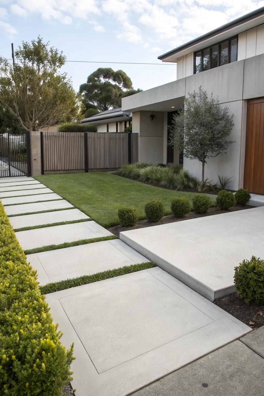 A modern minimalistic entryway sets a stylish tone for this home.