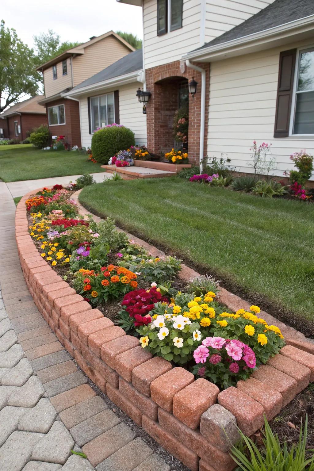 Brick edging offers a timeless and low-maintenance option for your garden.