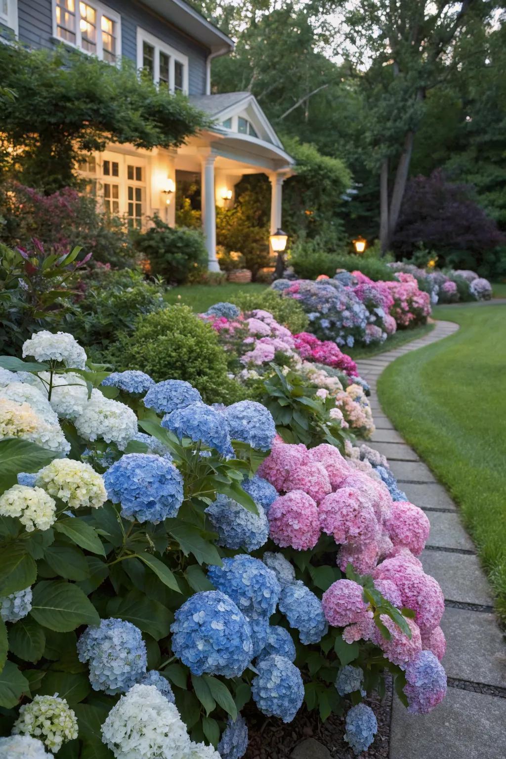 Add drama with a blend of hydrangea colors.