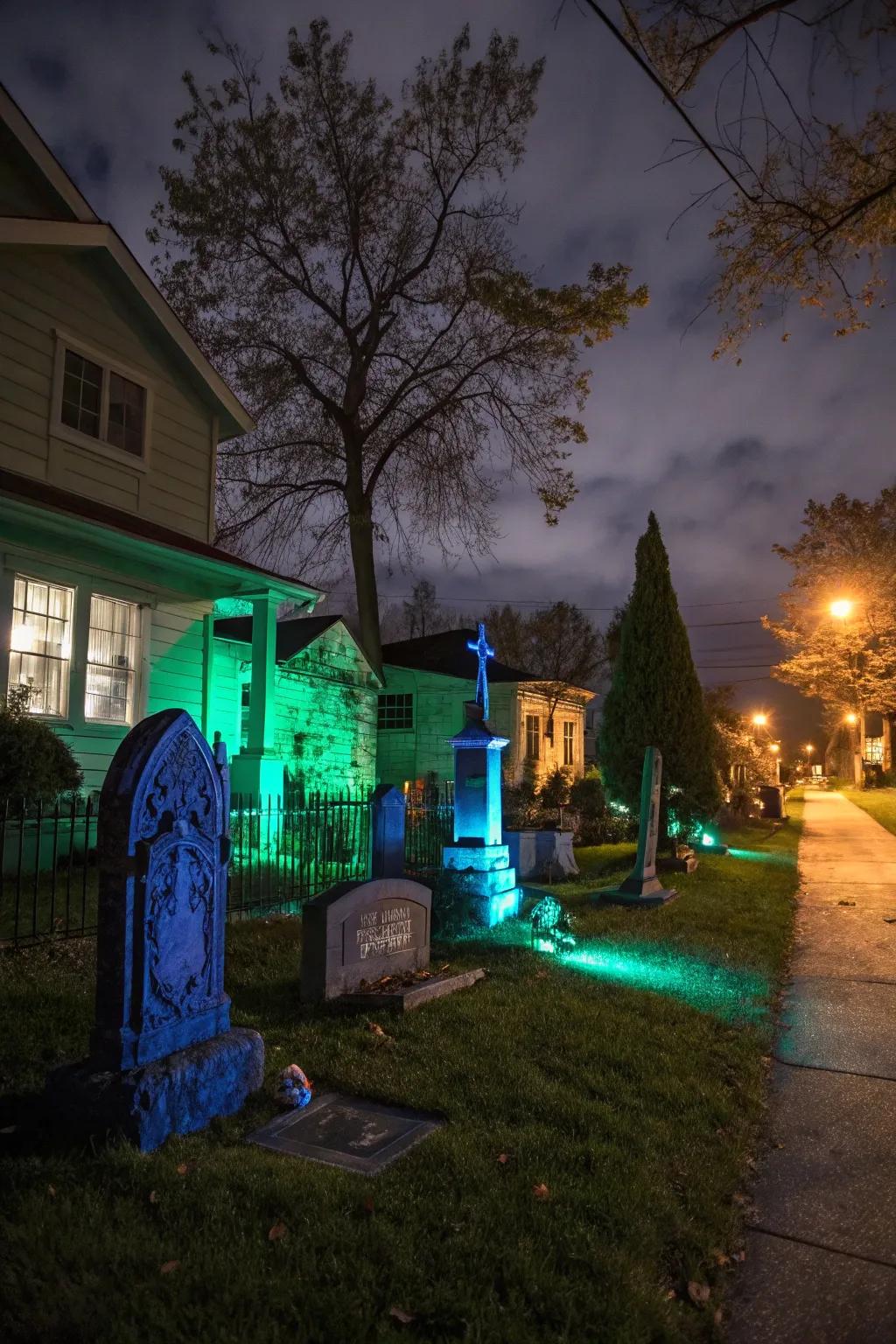 Eerie lighting adds a chilling effect to your graveyard.