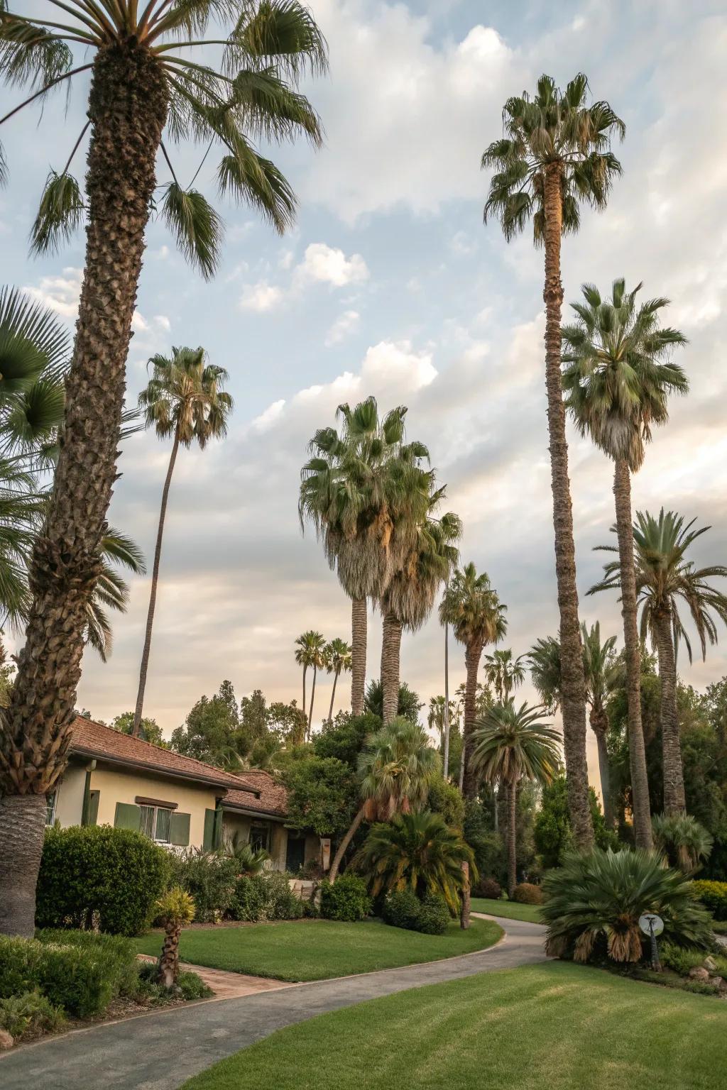 A mix of palm varieties adds visual interest and texture to your landscape.