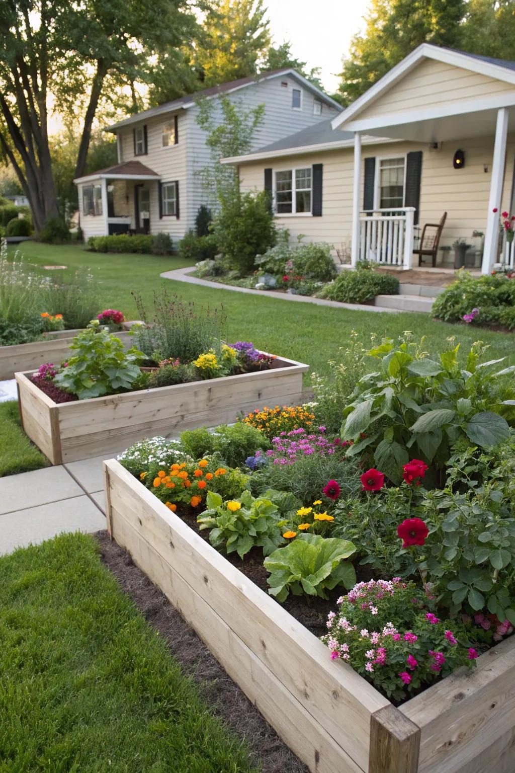 Raised flower beds bring texture and color to your garden.