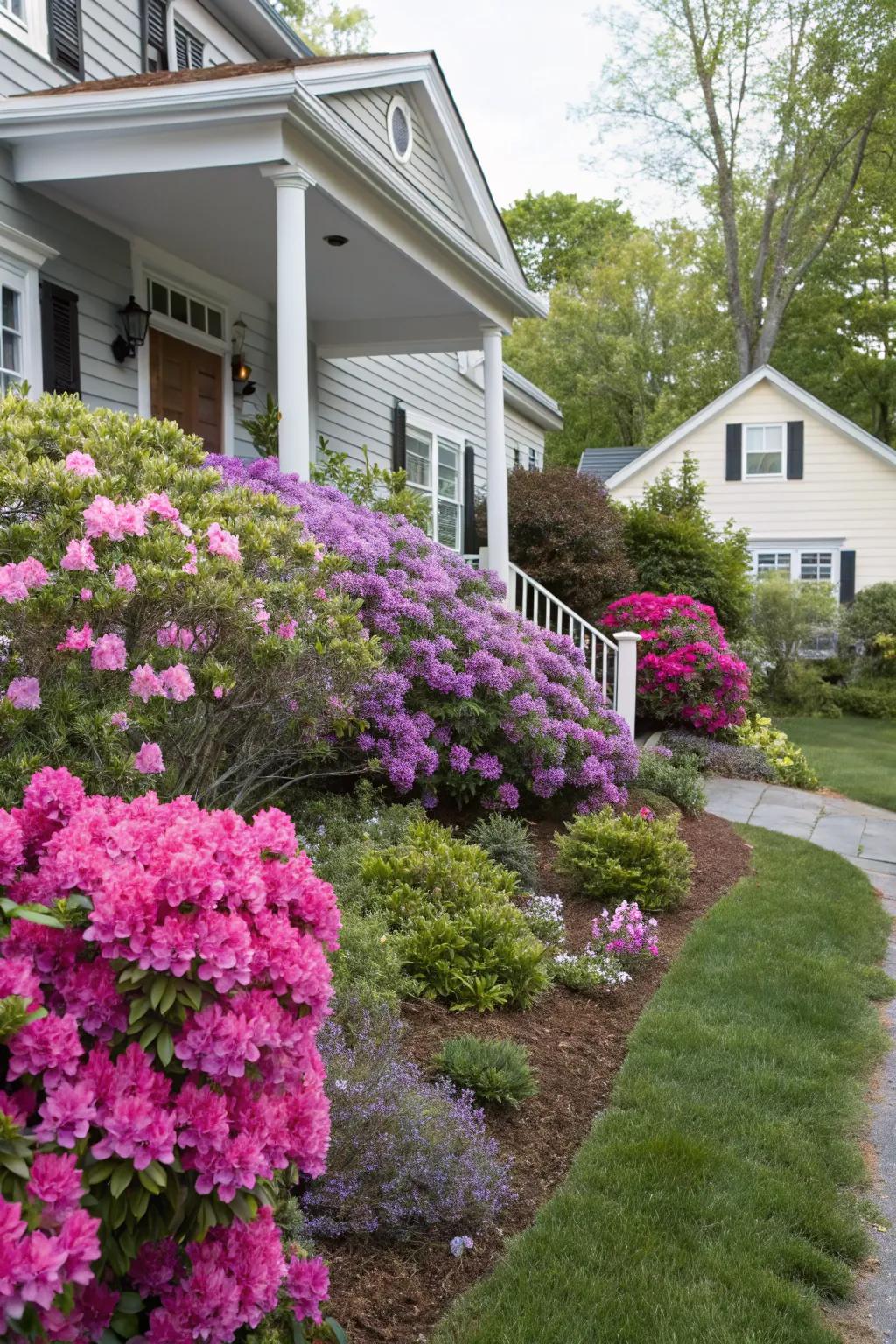 Add joy to your yard with colorful flowering shrubs.