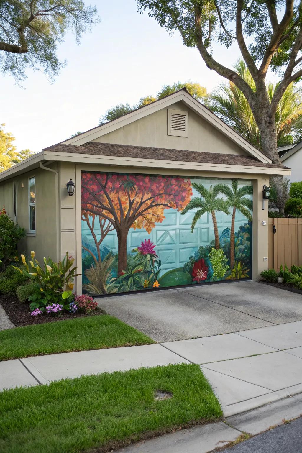An artistic mural can make your garage door a true masterpiece.