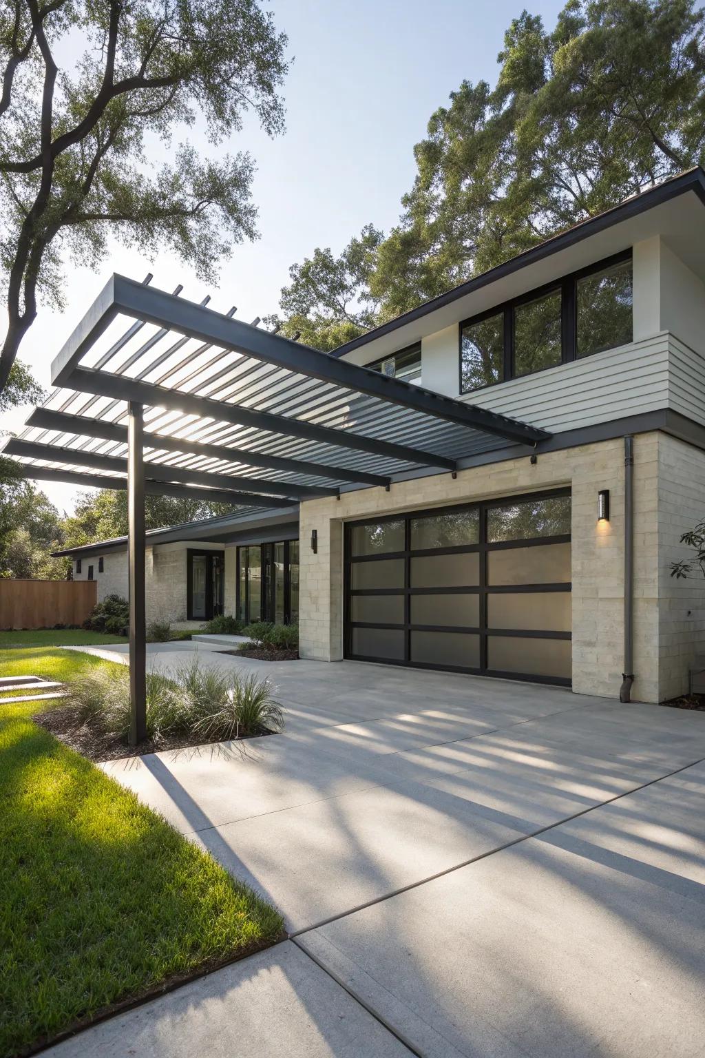 A minimalist metal pergola for a modern touch.