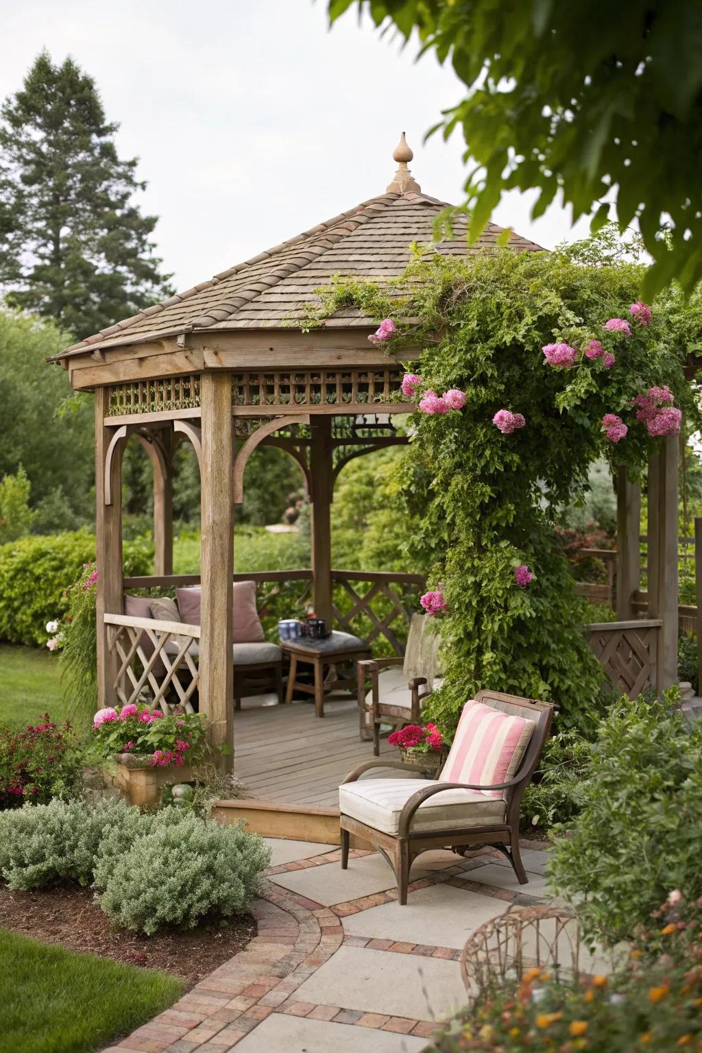 Gazebos provide a stylish and practical garden retreat.