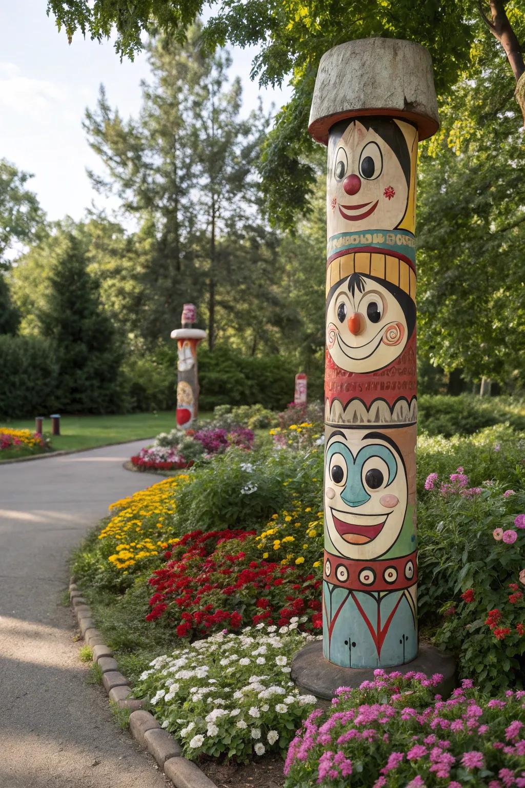 Ceramic characters offer a playful and unique touch to garden decor.