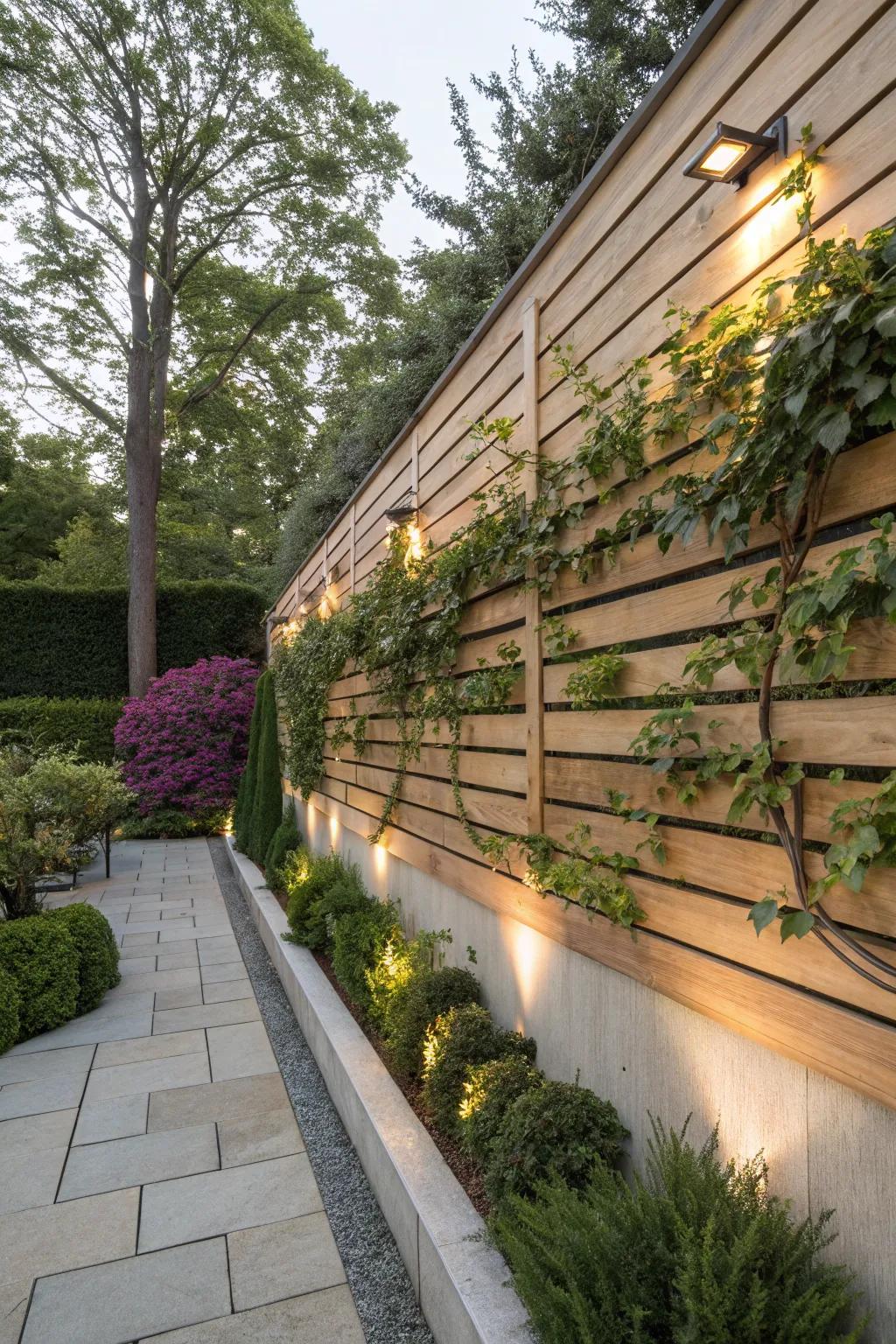 Wooden slats offer a warm, natural touch to any garden setting.