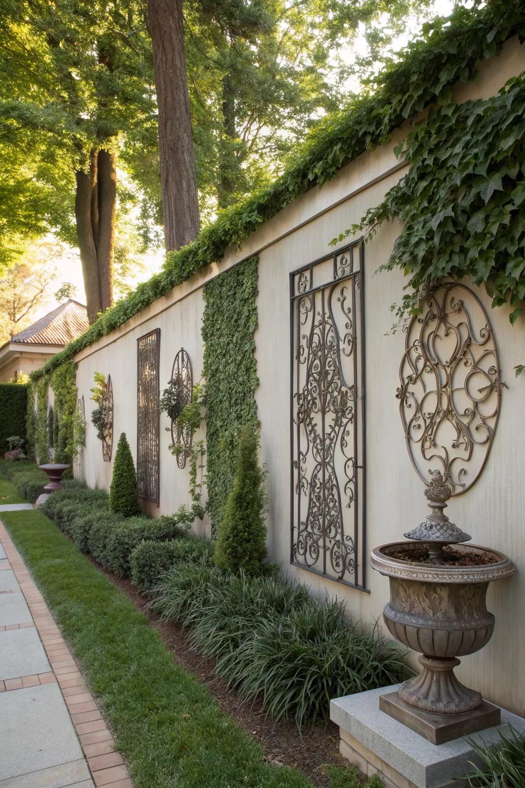 Metal wall art adds elegance and timeless appeal to your garden.