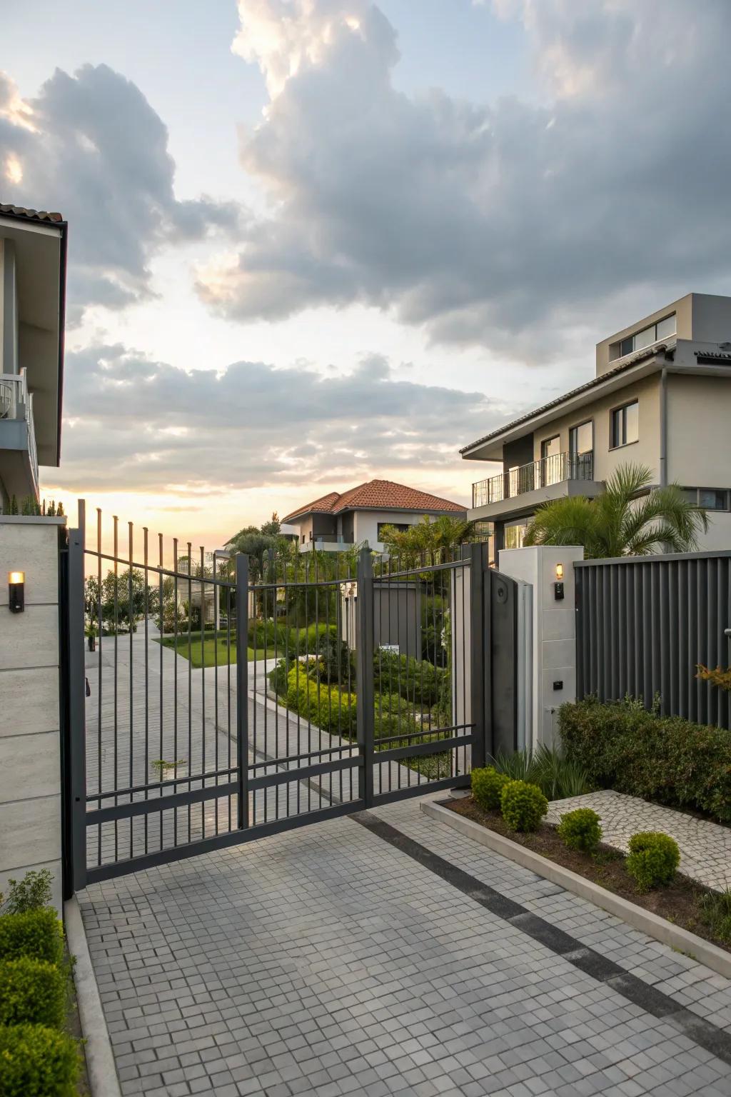 A minimalist metal gate offering both style and security.