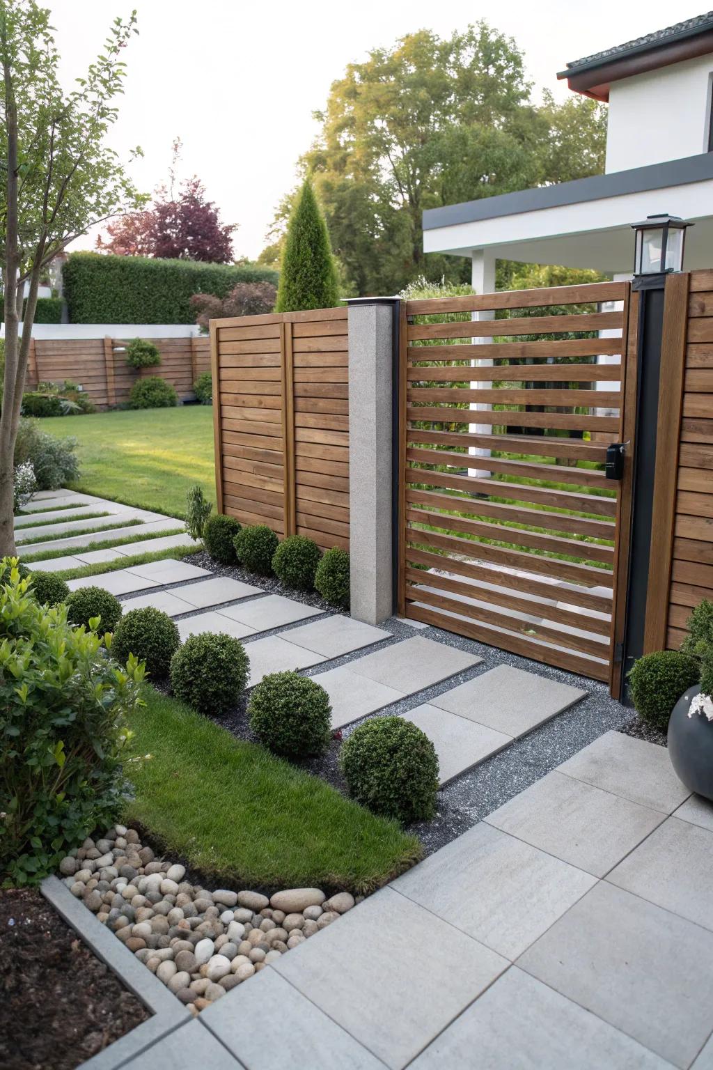 Sleek horizontal slats offer privacy with a modern edge.