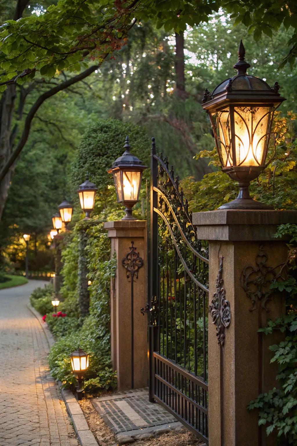 Lantern-style lights offer a touch of classic elegance.