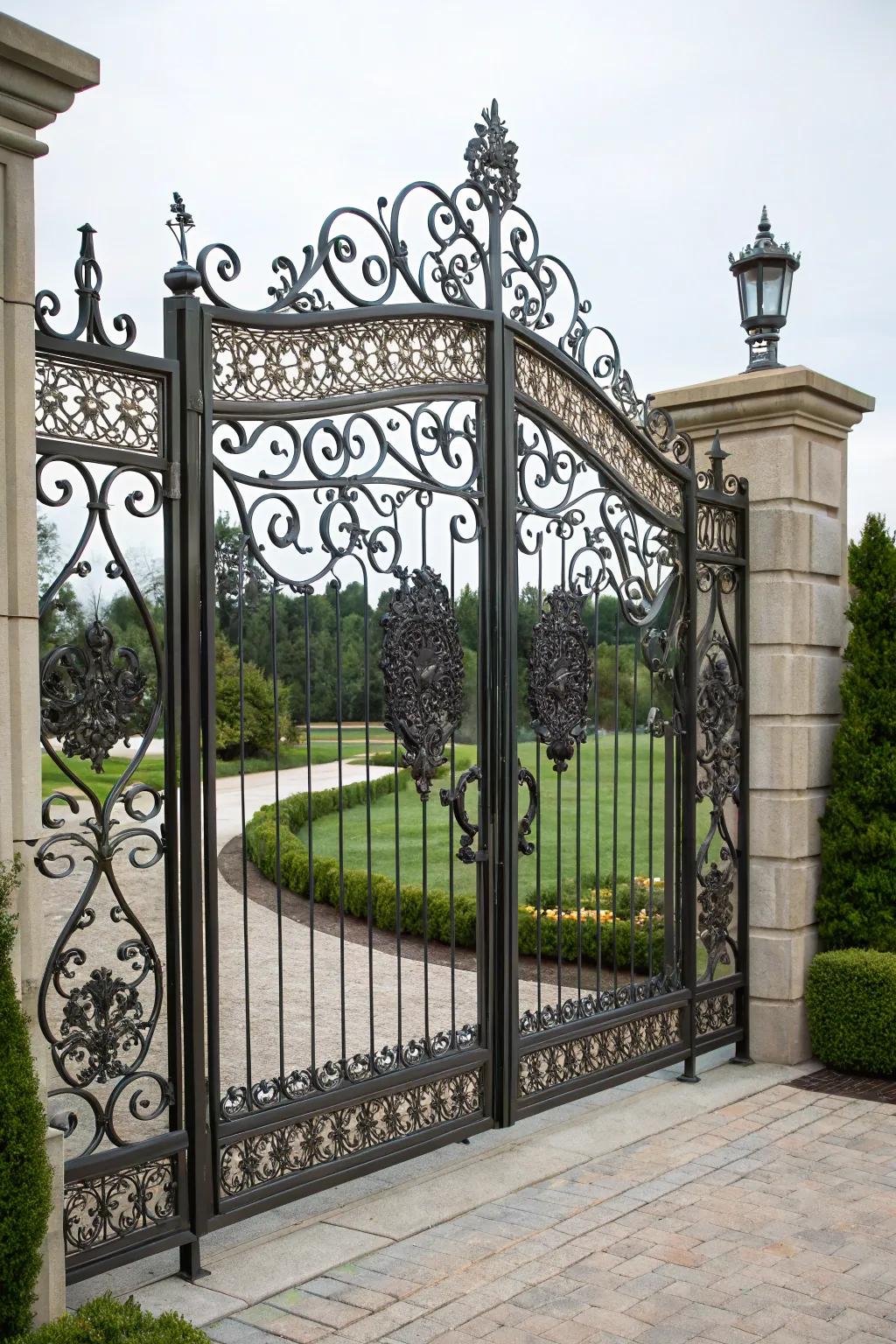 An ornate masterpiece, this iron gate is as secure as it is beautiful.