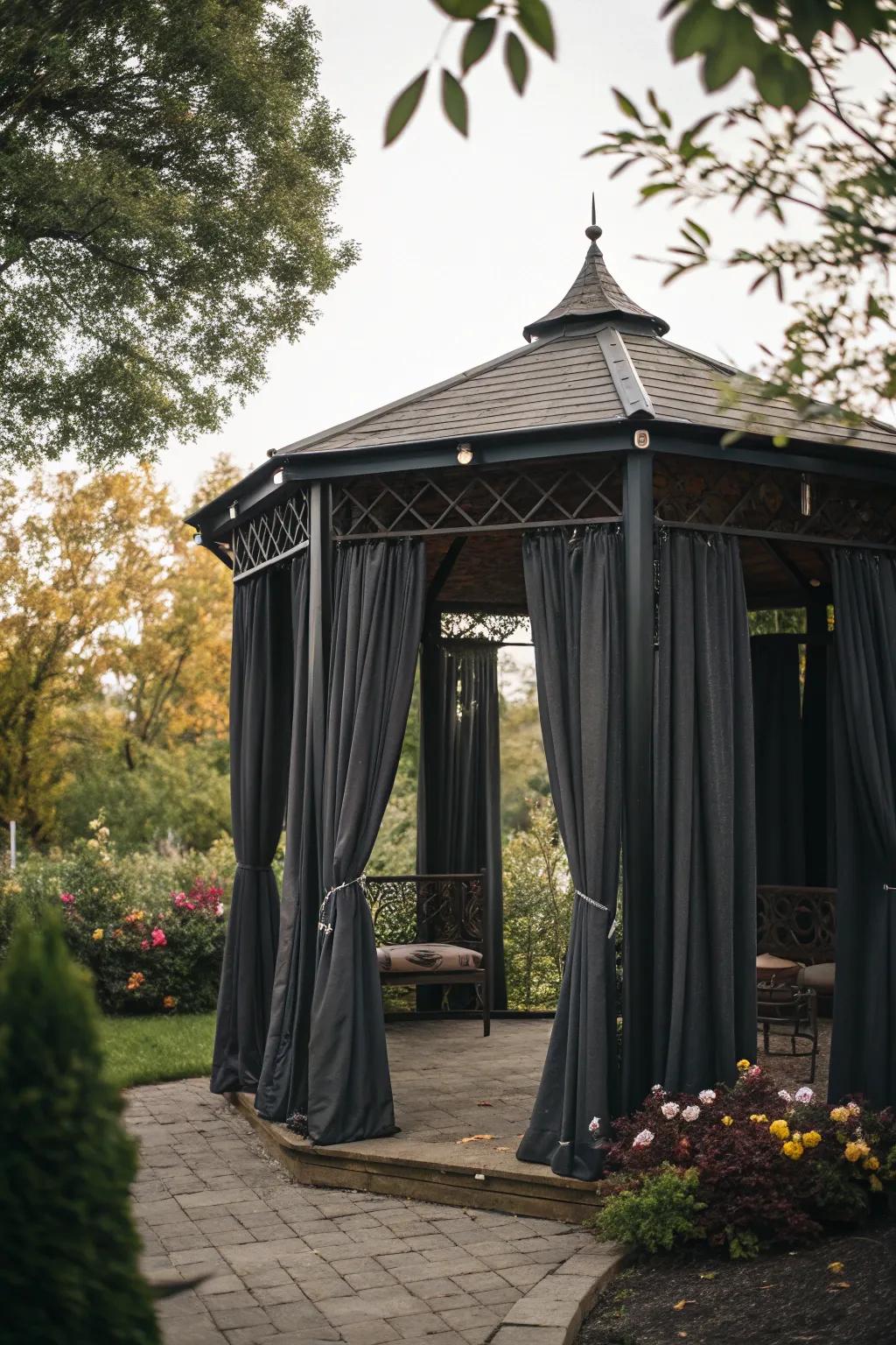 Blackout curtains provide privacy and protection from the sun, ideal for sunny days.