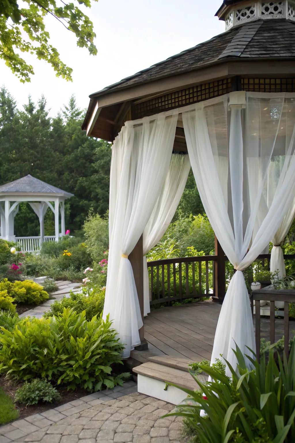 Curtains bring elegance and privacy to your gazebo.