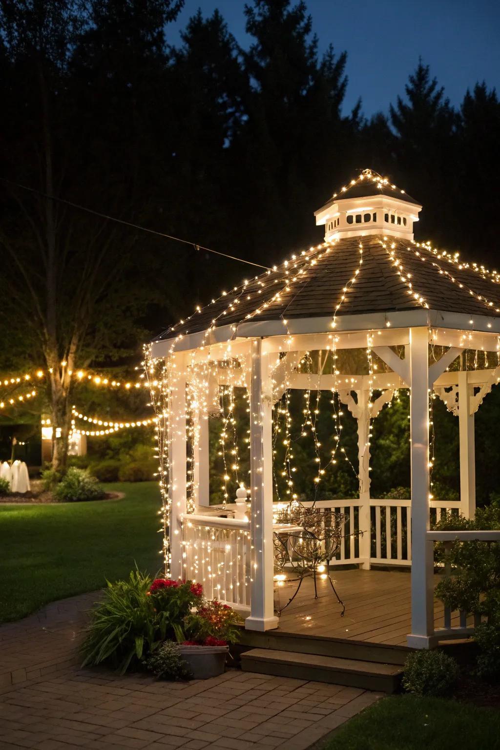 String lights add a magical touch to any gazebo.