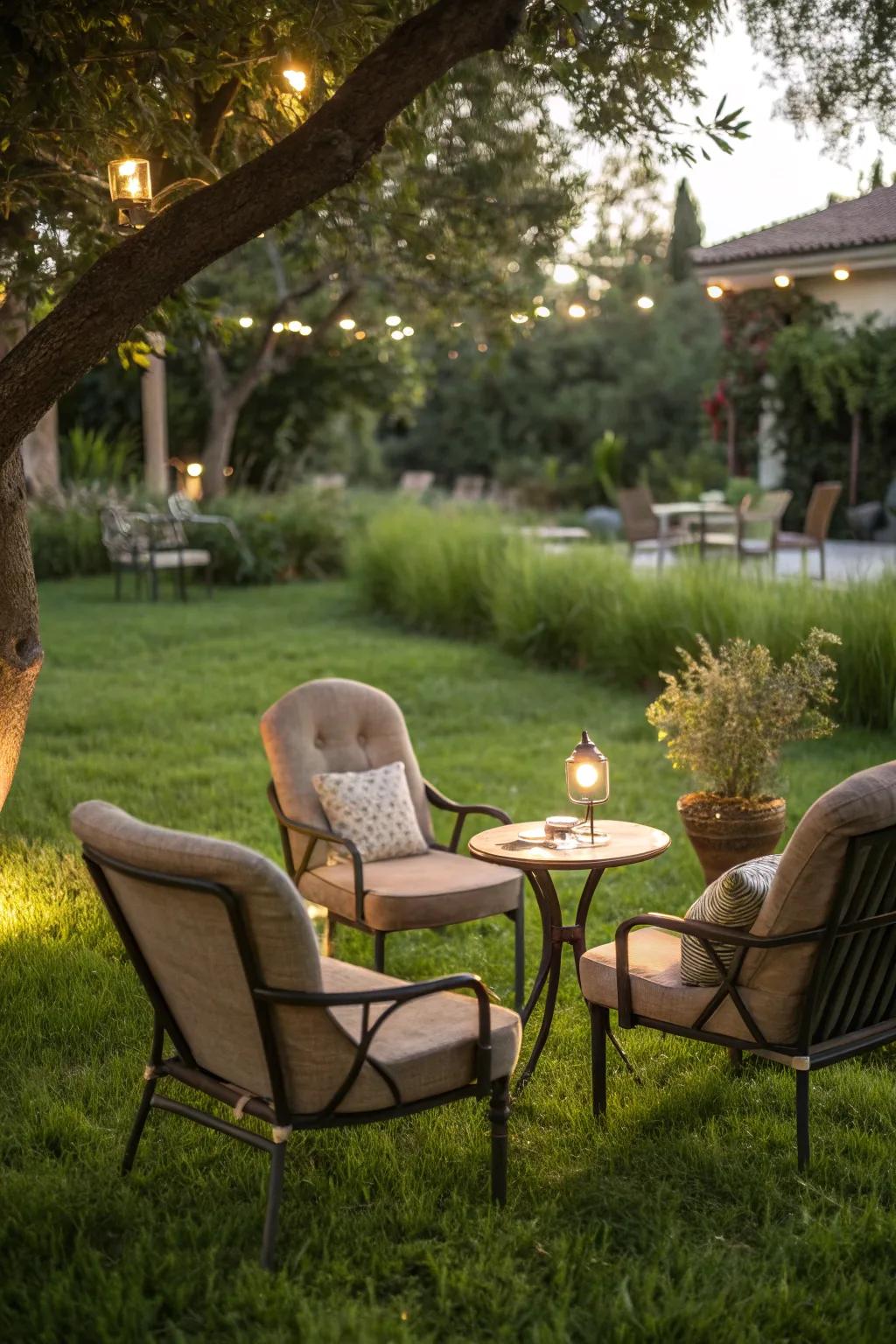 A grassy nook perfect for unwinding and enjoying a good book.