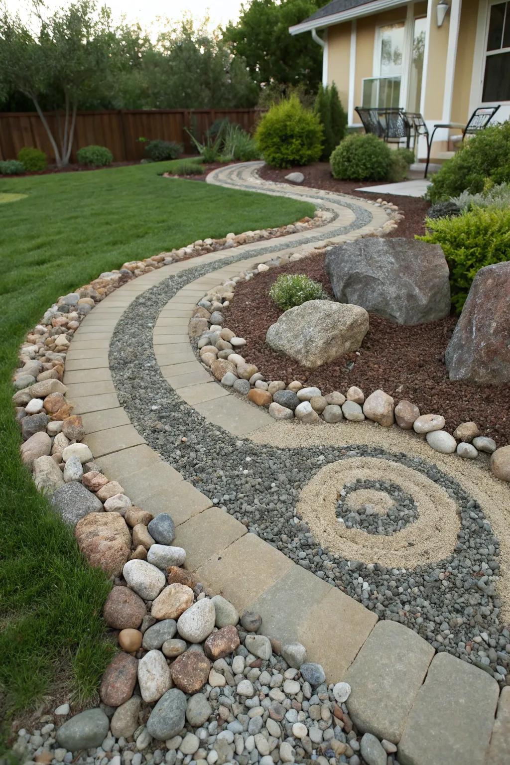 Add a whimsical touch with a spiral gravel design.