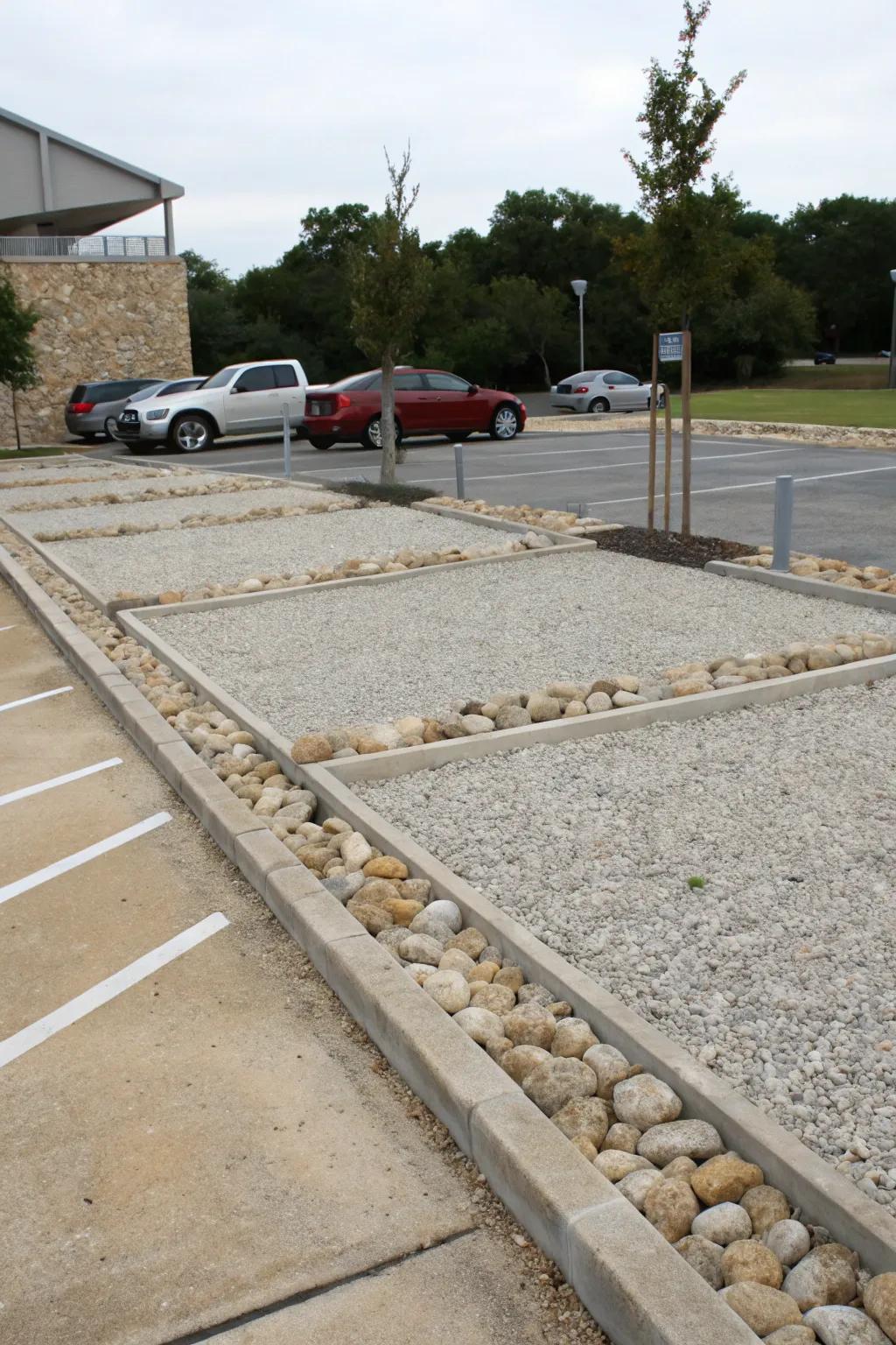 Borders provide a polished look and keep the gravel neatly contained.