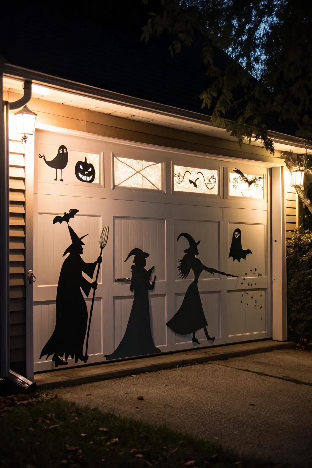 Silhouettes create an eerie shadowy effect.