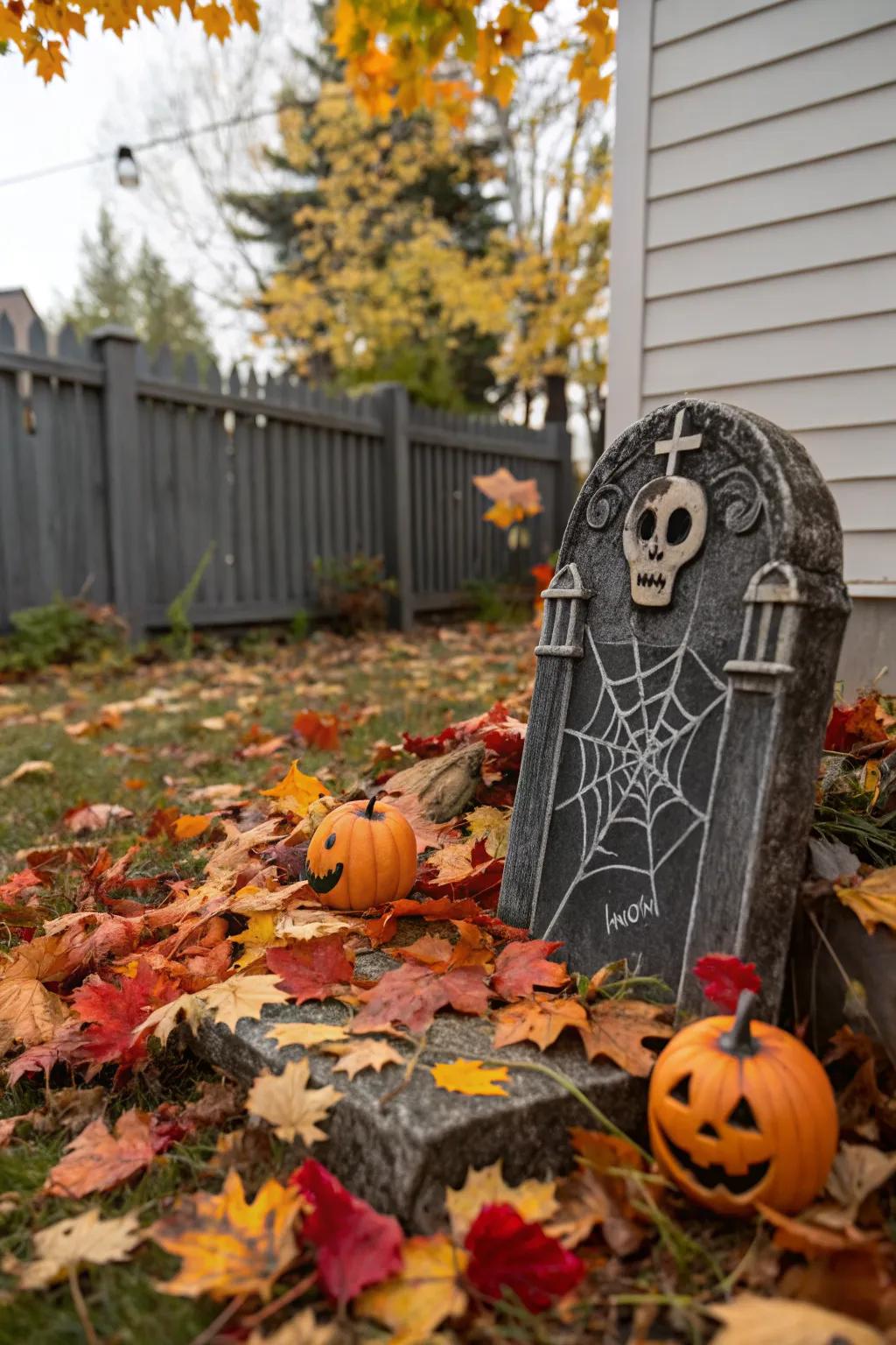 DIY gravestones add a personal and creative flair to your Halloween decor.