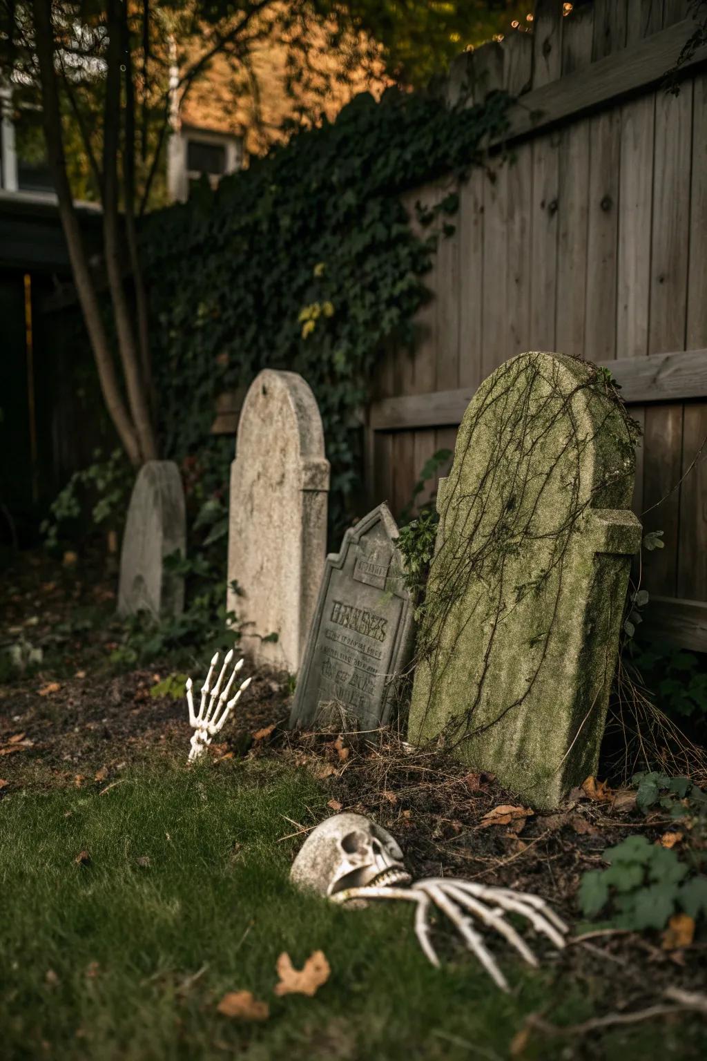 Create a ghostly graveyard for a chilling atmosphere.