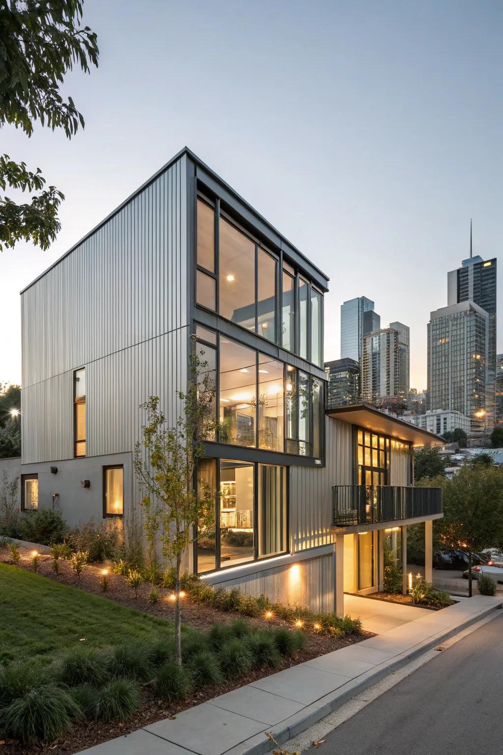 Metal panels create a chic, modern exterior.