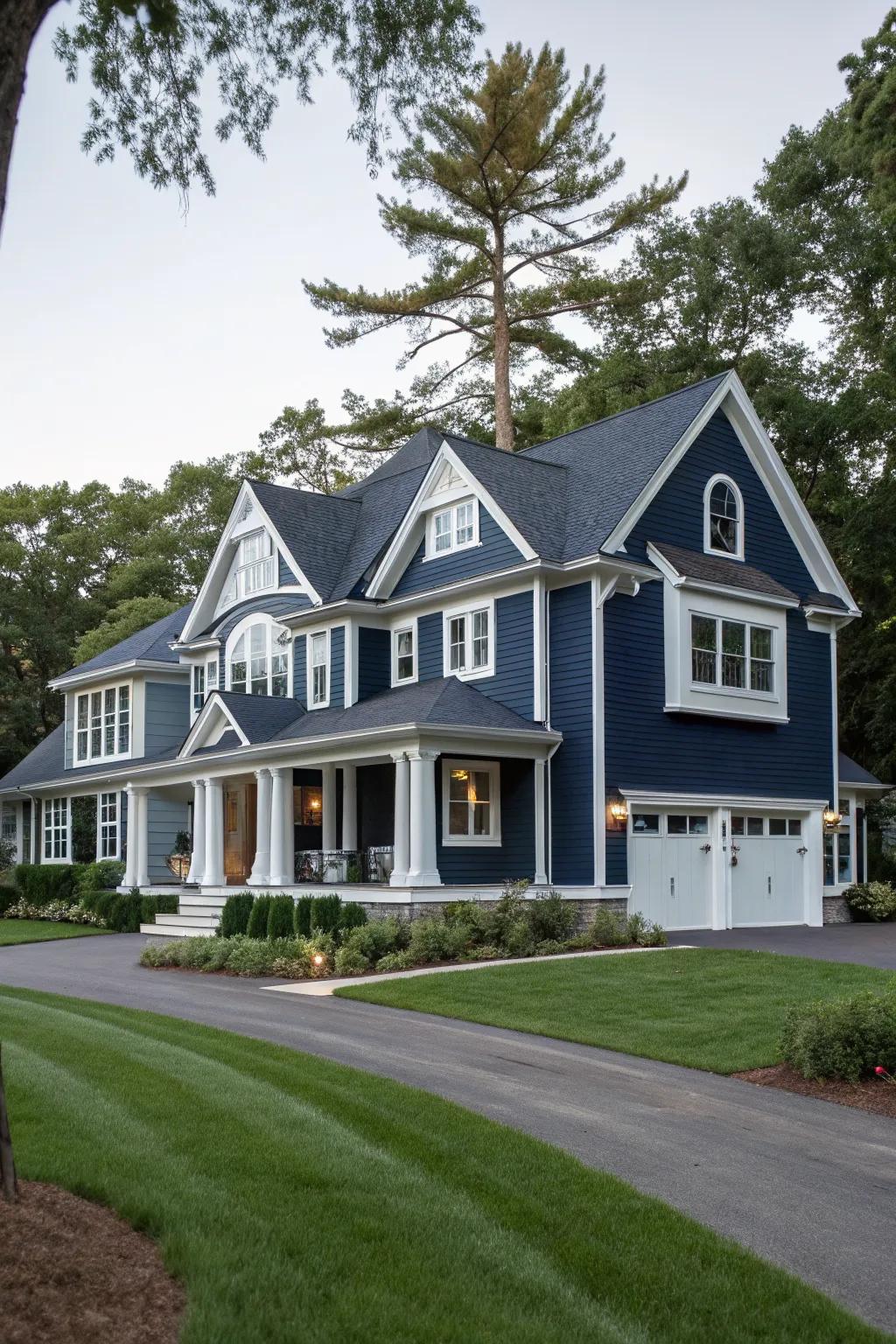 Navy blue creates a bold and sophisticated statement.