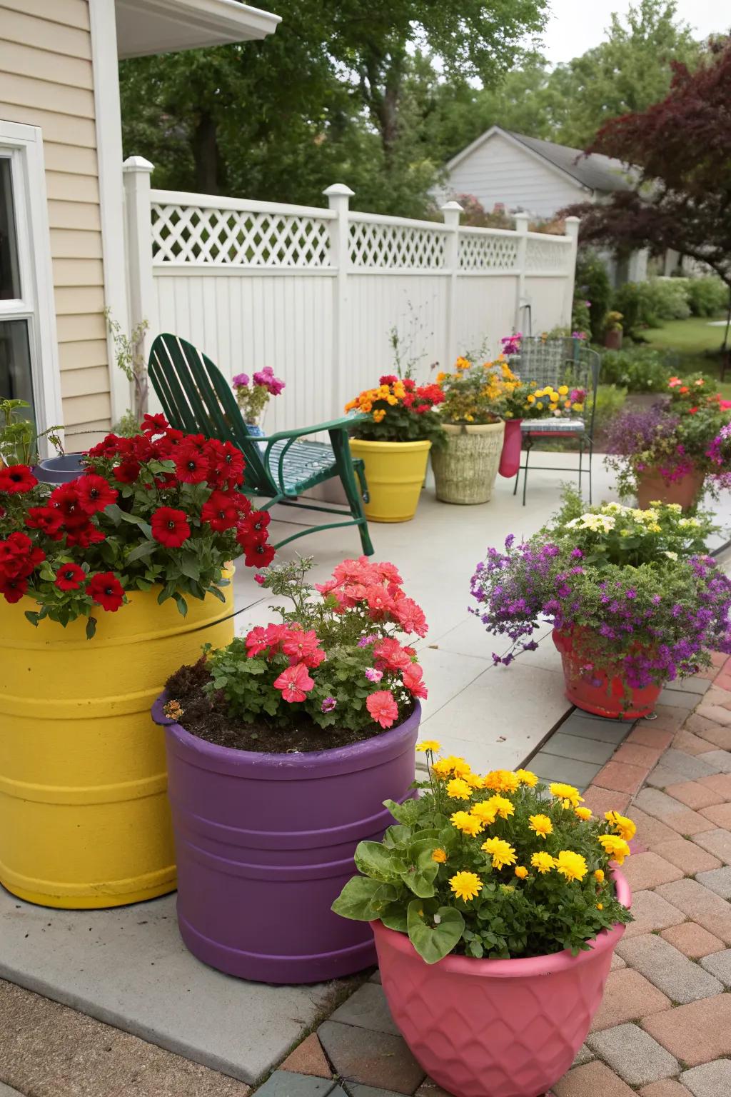 Containers bring vibrant life to patios and balconies.