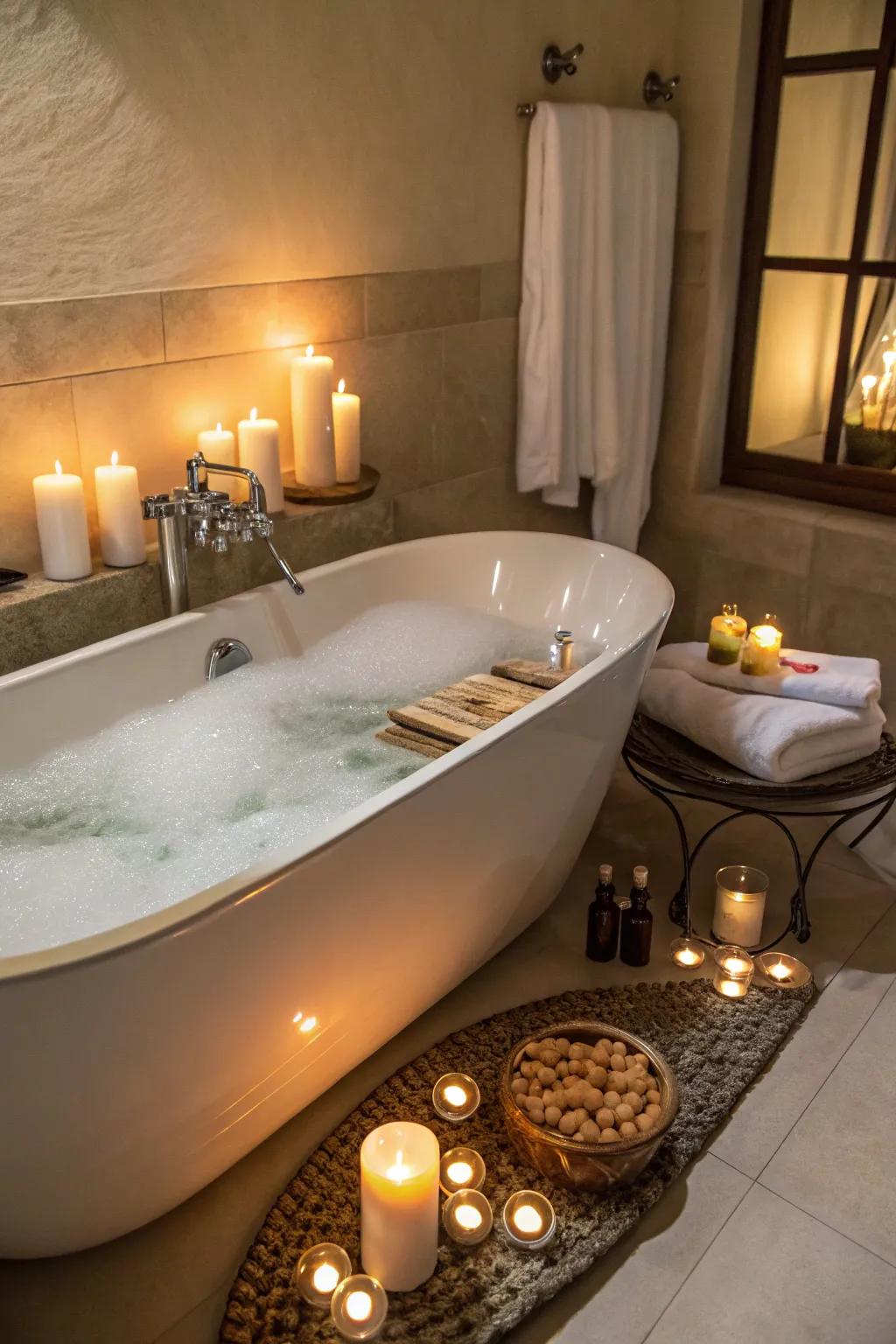 Soak away stress in a warm, inviting bubble bath.