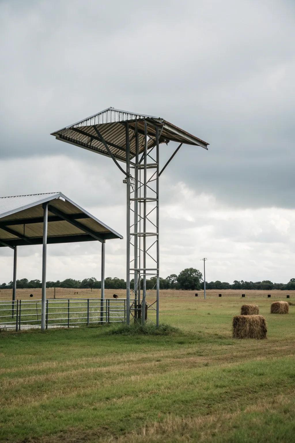 Sturdy metal frame structure offering reliable shade.