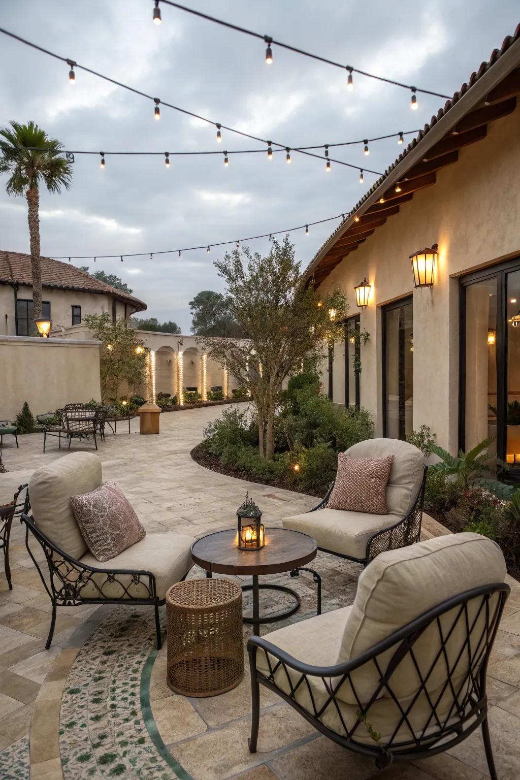 Comfortable seating makes your courtyard a perfect relaxation spot.