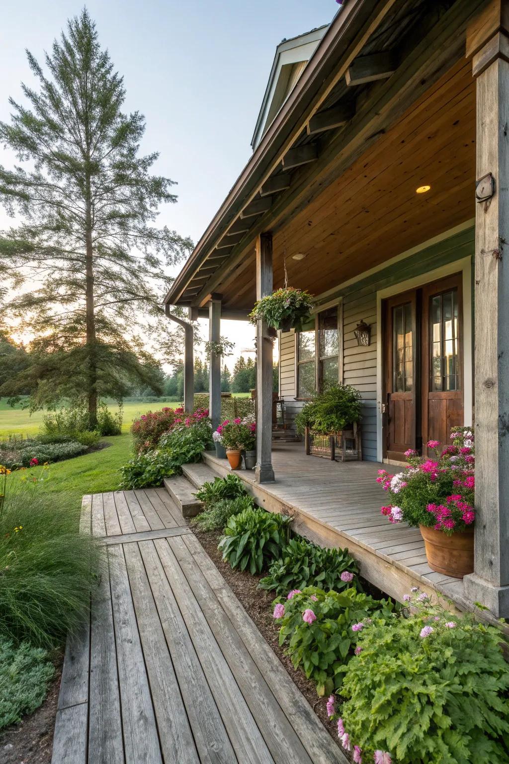Reclaimed wood brings warmth and a cozy touch to your home's exterior.