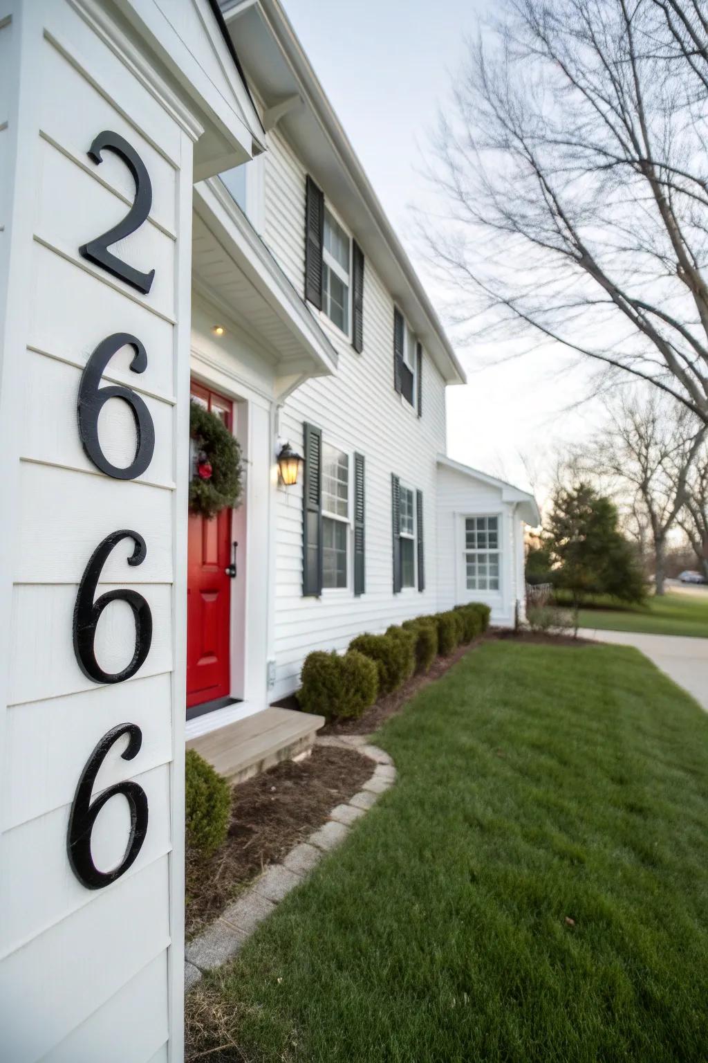 Contrasting colors make house numbers easily noticeable.